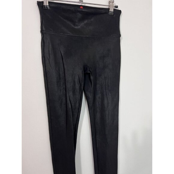 Spanx Black Velvet Skinny Stretchy Leggings High Rise Size S - Picture 3 of 7